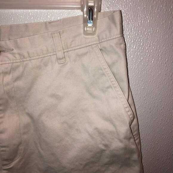 George Mens Size 34 Beige Khaki Flat Front Pockets Cotton Casual Chino Shorts - Picture 4 of 7